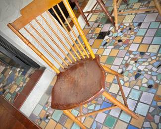 Antique trestle table and four chairs