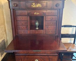Antique flame mahogany butler's desk mid 1800s
