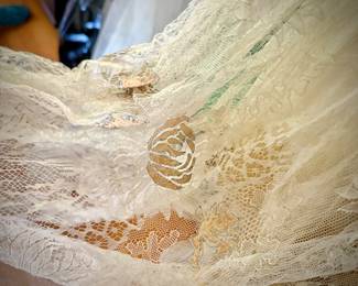 Embroidered lace of vintage wedding dress