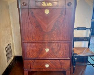 Antique flame mahogany butler's desk mid 1800s