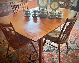 c. 1960 Drexel MCM dining table and four chairs. Shown with no leaves. 