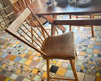 Antique trestle table and four chairs