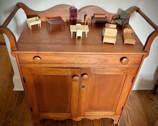 Antique wash stand and vintage doll house furniture