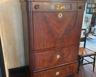 Antique flame mahogany butler's desk mid 1800s