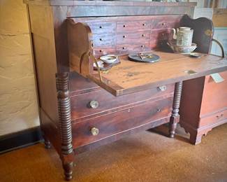 Antique flame mahogany butler's desk late 1800s