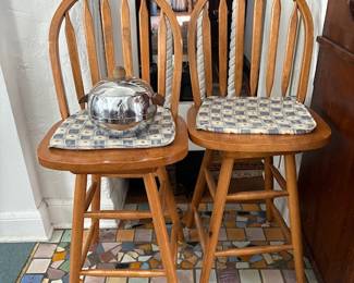 Pair of swivel bar stools