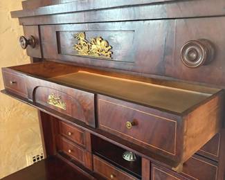 Antique flame mahogany butler's desk mid 1800s