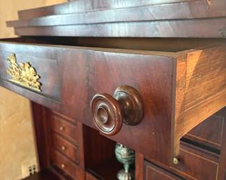 Antique flame mahogany butler's desk mid 1800s