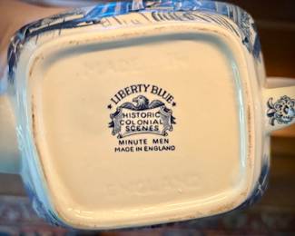 Blue and white transferware, including Wedgwood "Monticello"