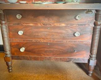Antique flame mahogany butler's desk late 1800s