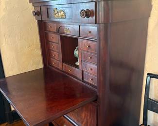 Antique flame mahogany butler's desk mid 1800s