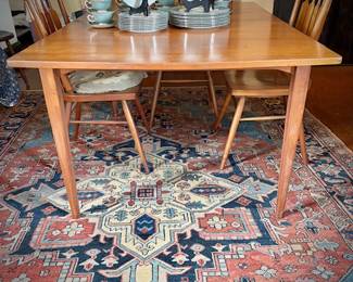 c. 1960 Drexel MCM dining table and four chairs. Shown with no leaves. 