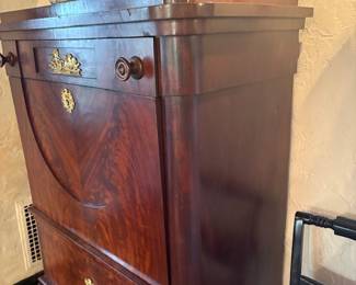Antique flame mahogany butler's desk mid 1800s