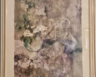 Very large pastel oil on silk 