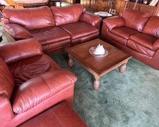 $150. LEATHER SOFA - LOVE SEAT - LOUNGE CHAIR w/ottoman.        Excellent Clean no damages , SUPER COMFORTABLE!
Sofa is 90” two cushions.
Loveseat is 68” two cushions
Lounge 50” wide x 40” deep & Chair & Ottoman is 28” x 24”.