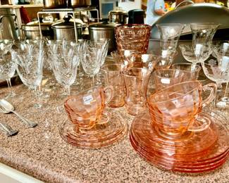 PINK DEPRESSION GLASS.