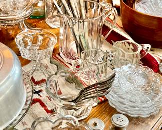 HEISEY GLASS ALL OVER THE TABLE.