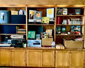 Records, vinyls, electronics.