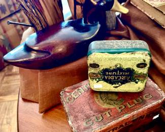 VINTAGE TOBACCO TINS, DUCK DECOYS.