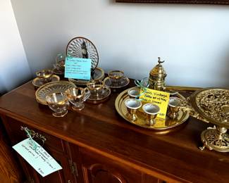 Vintage Brass Coffee set w/tray - made in Israel