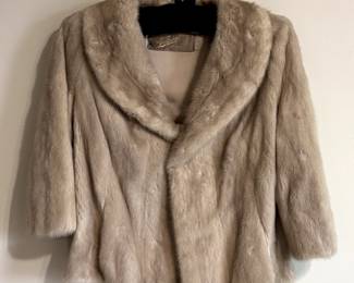 Vintage Audrey Hepburn style Mink Jacket, waist length, 3/4 sleeve.