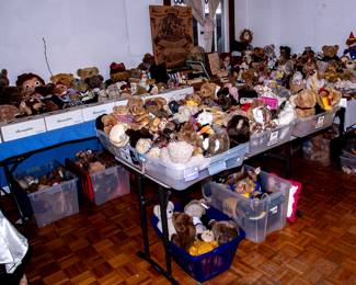 TABLES FULL OF STUFFED BEARS