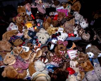 TABLES FULL OF STUFFED BEARS