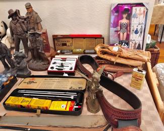 "Largo" Figurines, Gun Cleaning Kits, Anniversary Barbie