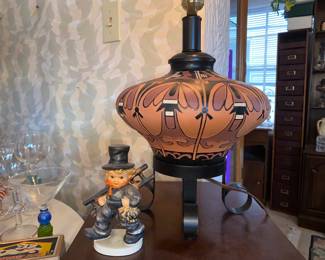 Chimney sweep - Hummel -unique ceramic and metal lamp