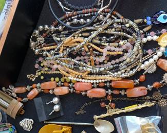 Assorted necklaces, earrings and more