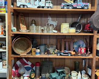 Tonka jeep
Insulators 
Zinc lids & fruit jars 