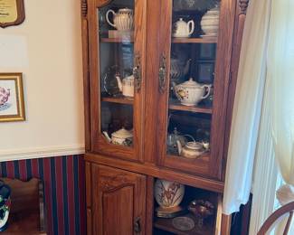 Tell City oak corner cabinet 
