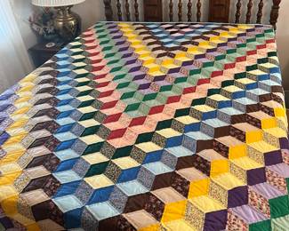 Hand quilted building blocks quilt 