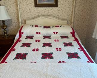 French provincial bed 
Applicate flower and hearts quilt 