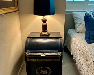 Antique coal/scuttle & lamp