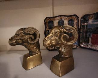 Brass Ram Bookends
