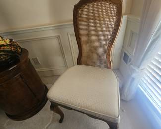 Drexel Desk Chair with  Caned Back and Brass Details