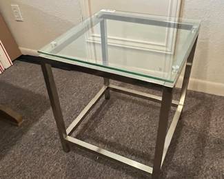 Chrome and glass side table