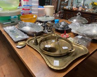 Brass, Silver, Pewter serving trays