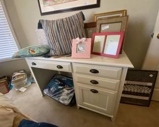 Desk, picture frames, 