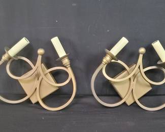 Lot # : 667 - Pair of Vintage brass electrified sconces