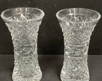 Lot # : 352 - Pair of Waterford crystal diamond band vase