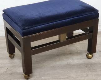 Lot # : 86 - Asian-style upholstered bench on casters