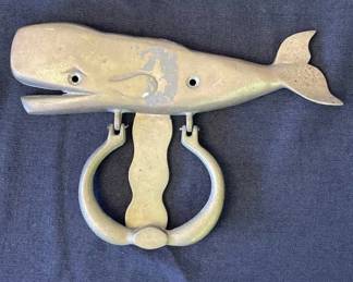 Lot # : 307z - Vintage brass whale door knocker