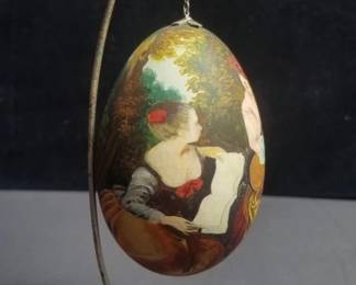 Lot # : 541 - Signed handpainted egg with display stand