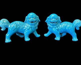 Lot # : 251z - Pair of vintage Chinese ceramic foo dogs