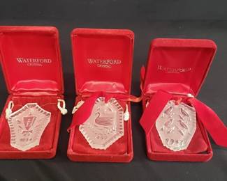 Lot # : 411 - 3 Waterford crystal Christmas ornaments