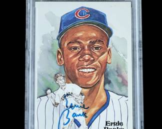 Lot # : 287z - Ernie Banks autographed Perez Steele PSA 9