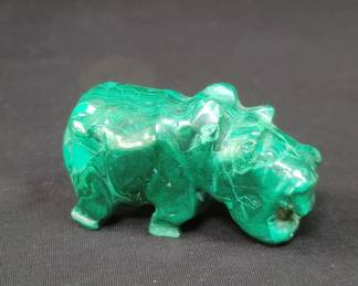 Lot # : 464 - Malachite rhino paper weight