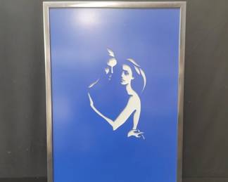 Lot # : 153 - Signed paper cut out glued on to glass wall
